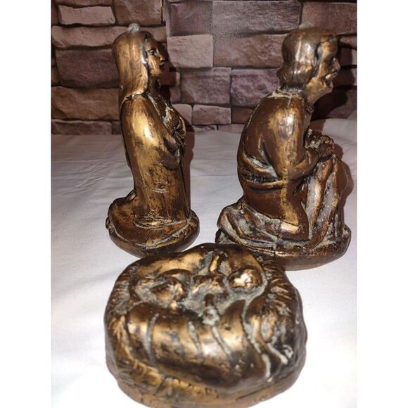 3 Piece Vintage German Wax Nativity Baby Jesus in Manger, Mary, Joseph - Picture 4 of 8